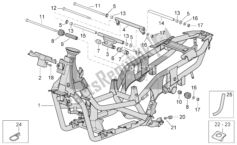 All parts for the Frame of the Aprilia Scarabeo 500 2003