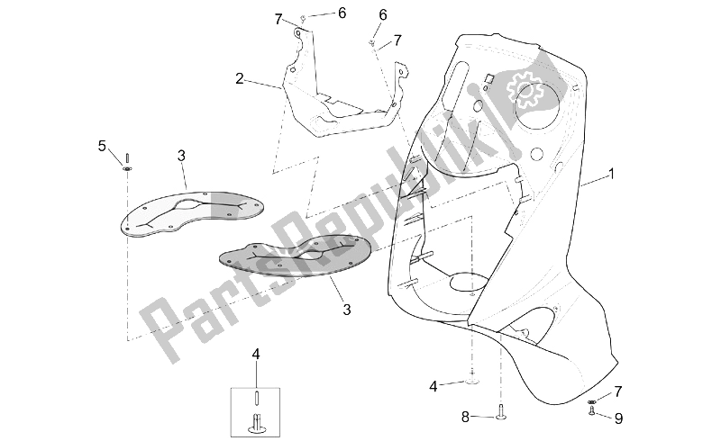 Todas las partes para Cuerpo Frontal - Carenado Frontal (3) de Aprilia Leonardo 250 ENG Yamaha 1999