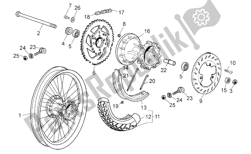 Alle Teile für das Hinterrad des Aprilia RX 50 2014