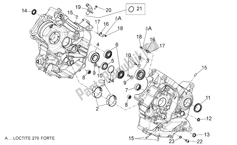 All parts for the Crankcases Ii of the Aprilia Shiver 750 PA 2015