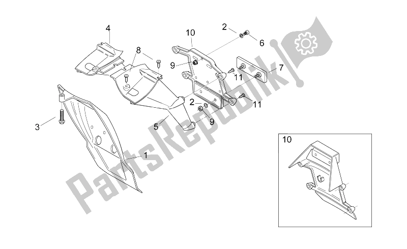 Tutte le parti per il Porta Targa del Aprilia Area 51 1998