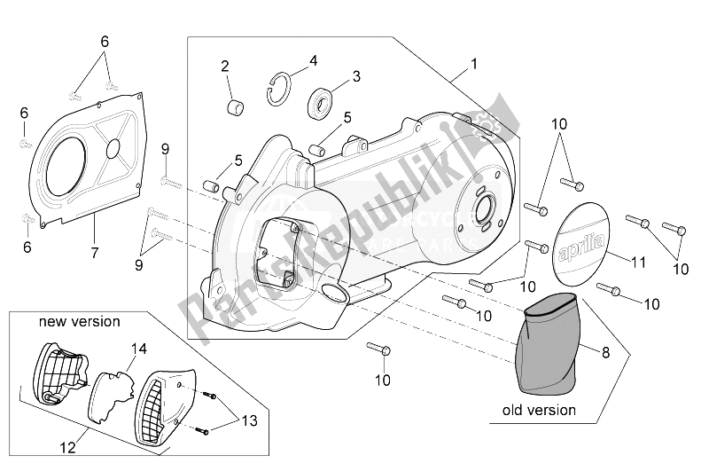 Toutes les pièces pour le Couvercle De Transmission du Aprilia Mojito 125 150 2003