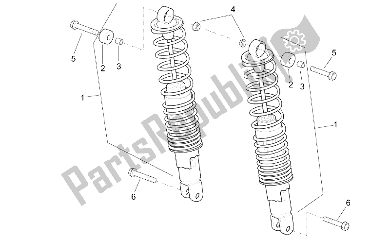 All parts for the Rear Shock Absorber of the Aprilia Leonardo 250 ENG Yamaha 1999