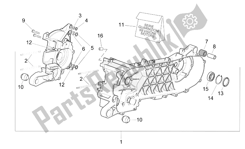 Todas as partes de Bloco Do Motor do Aprilia Scarabeo 50 2T E2 ENG Piaggio 2005