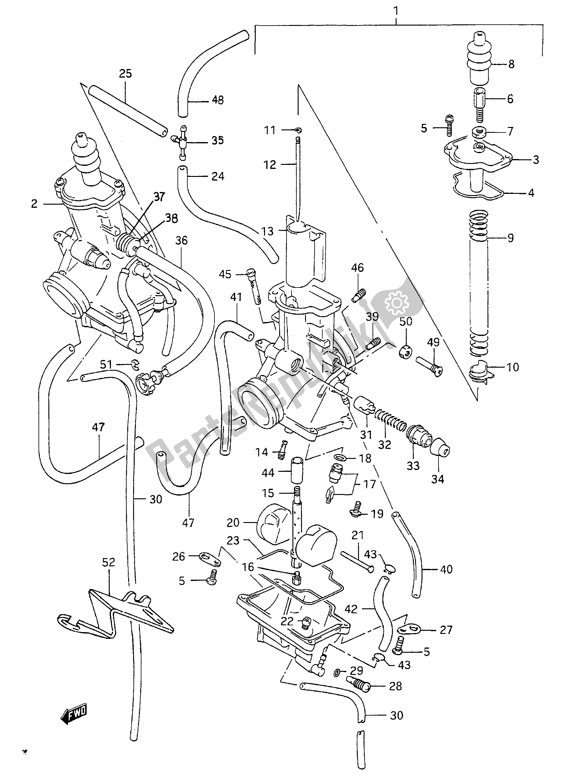 All parts for the Carburetor of the Aprilia RS 250 1994