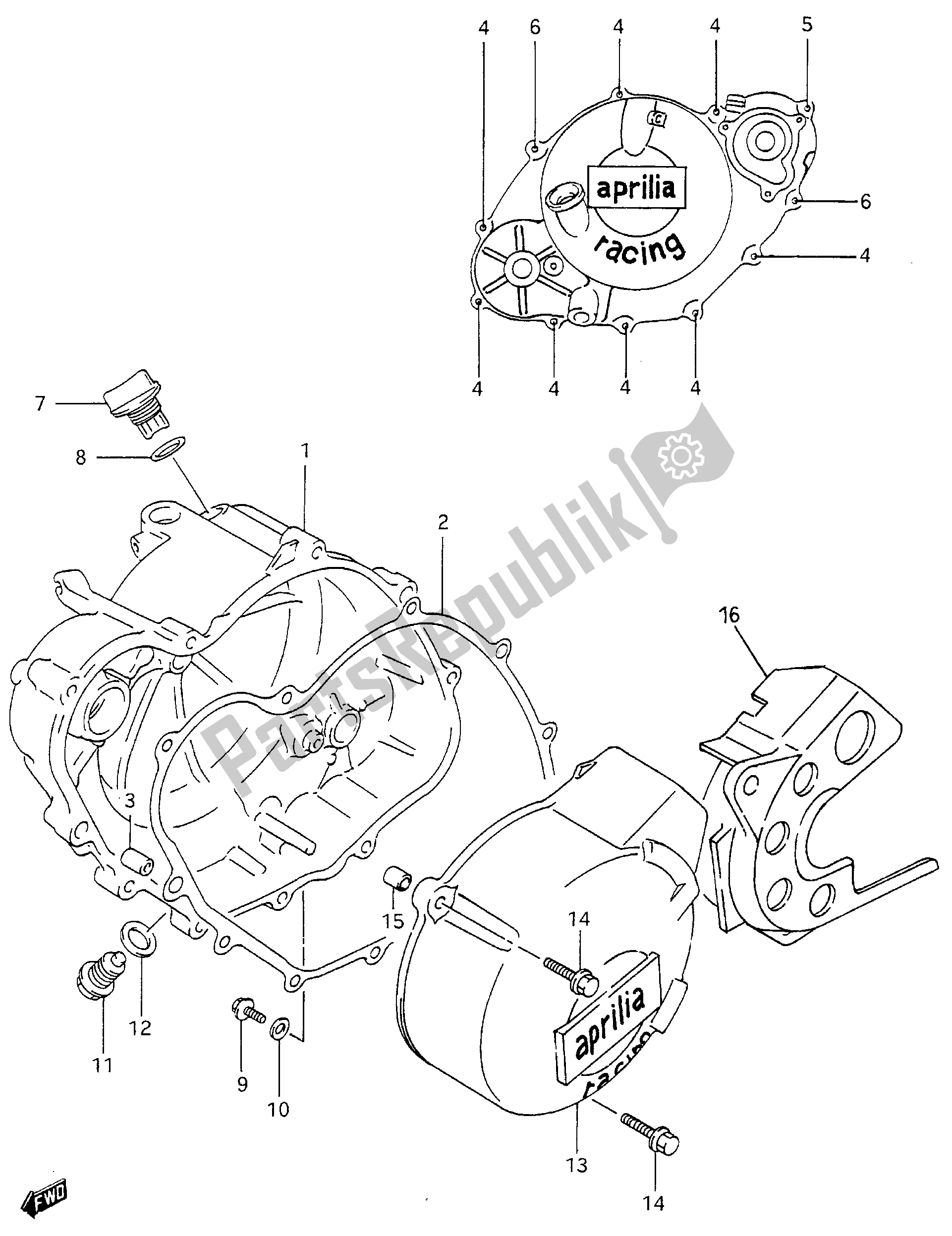 All parts for the Crankcase Covers of the Aprilia RS 250 1994
