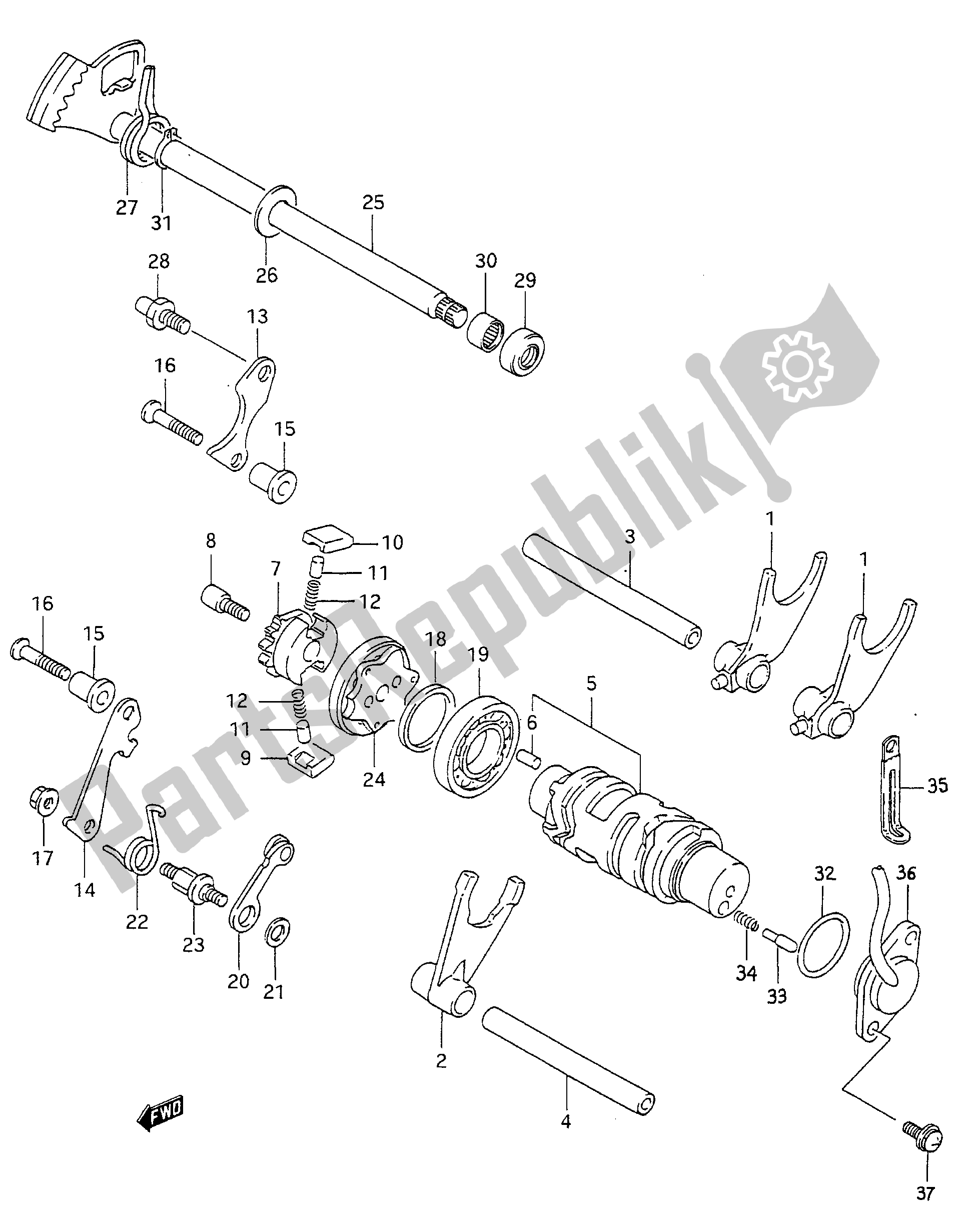 Todas as partes de Mudança De Marchas do Aprilia RS 250 1994