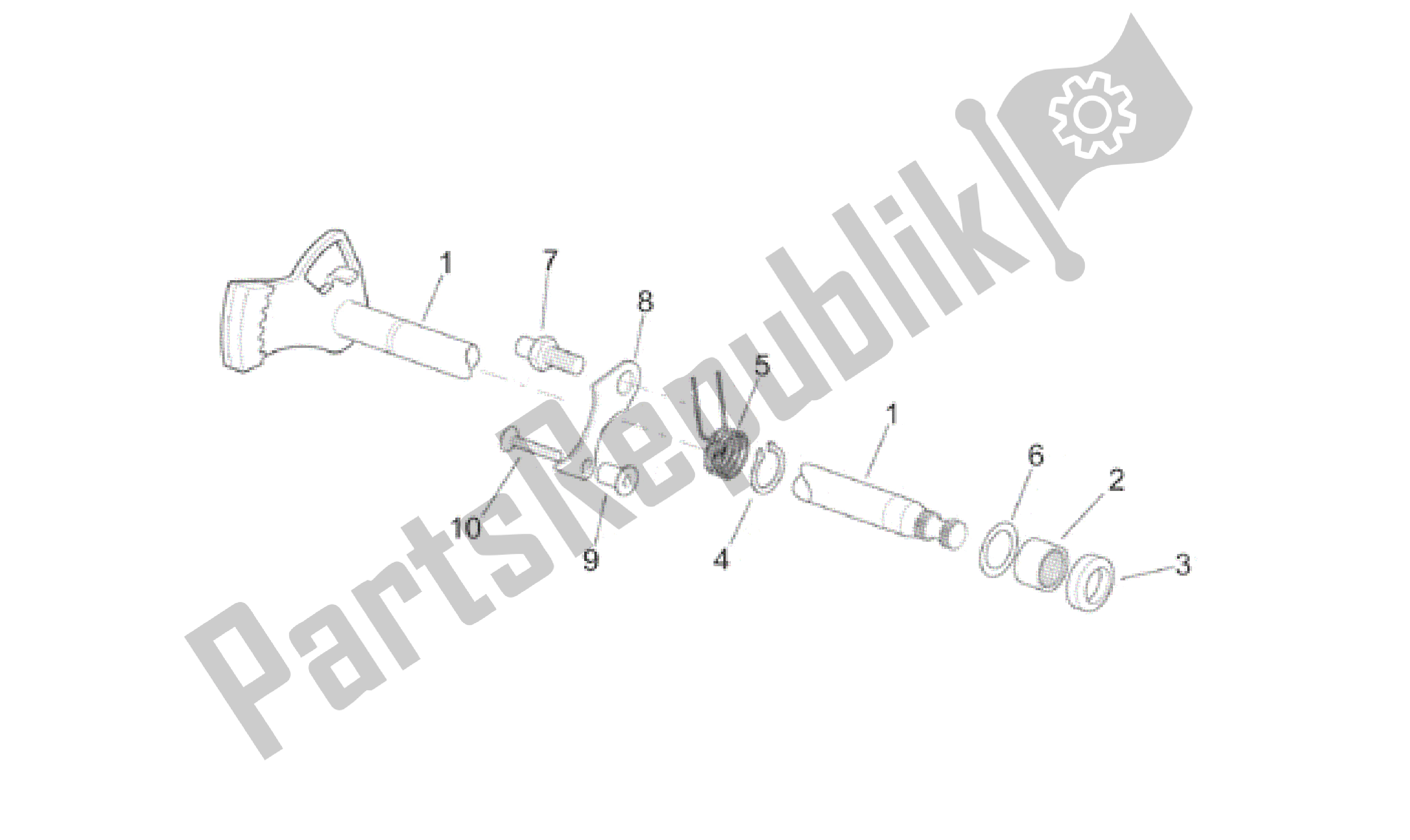 All parts for the Gear Control Assembly I of the Aprilia RS 250 1995 - 1997