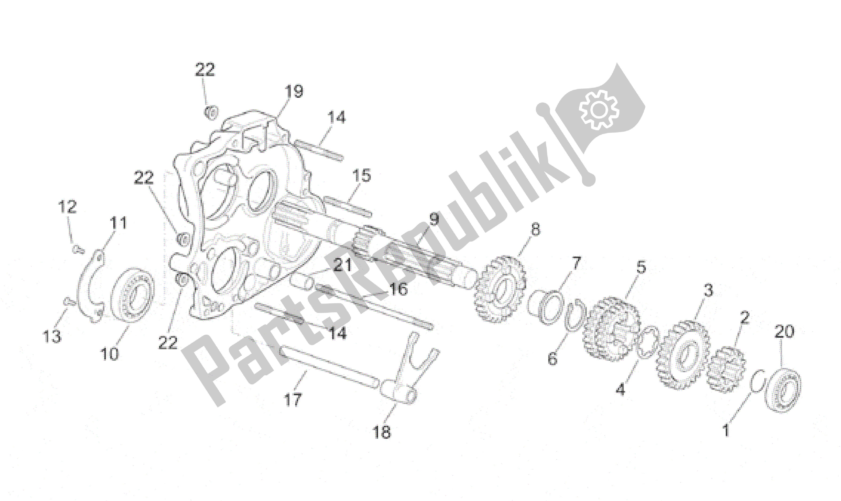 All parts for the Primary Gear Shaft of the Aprilia RS 250 1995 - 1997