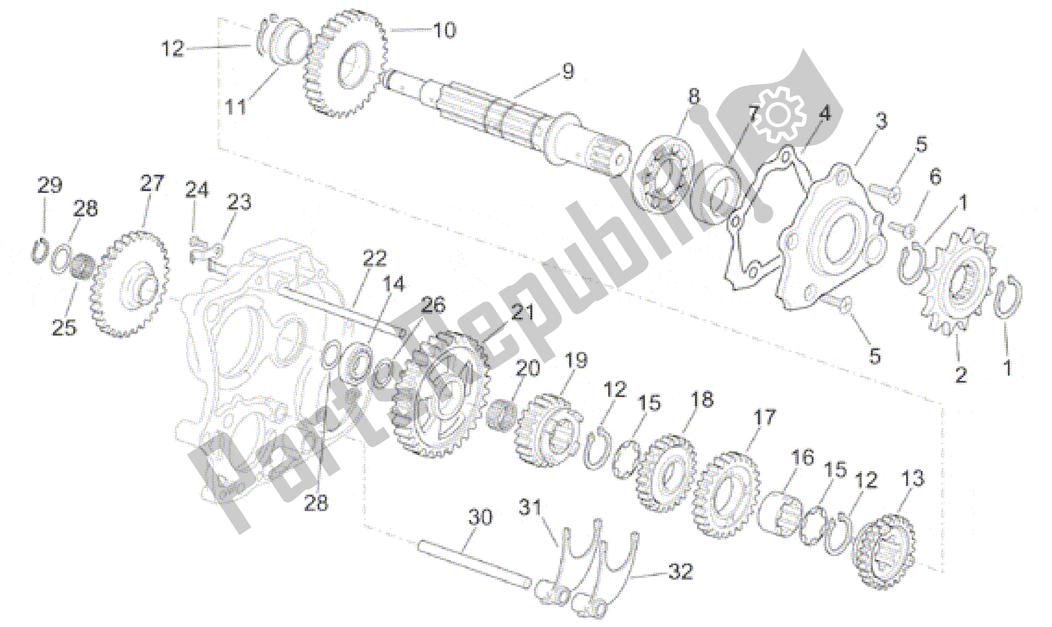 Alle Teile für das Angetriebene Welle des Aprilia RS 250 1995 - 1997