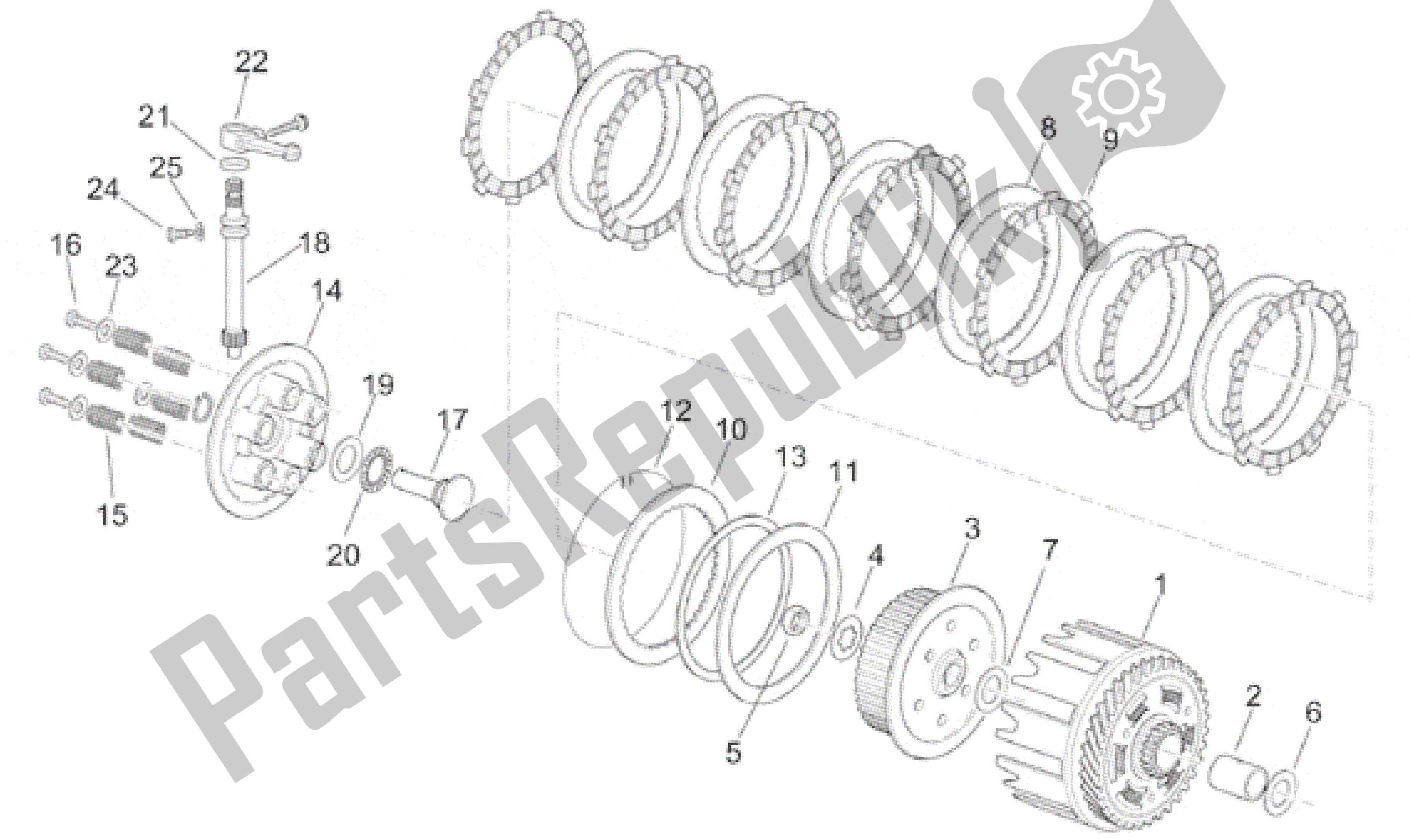 All parts for the Clutch of the Aprilia RS 250 1995 - 1997