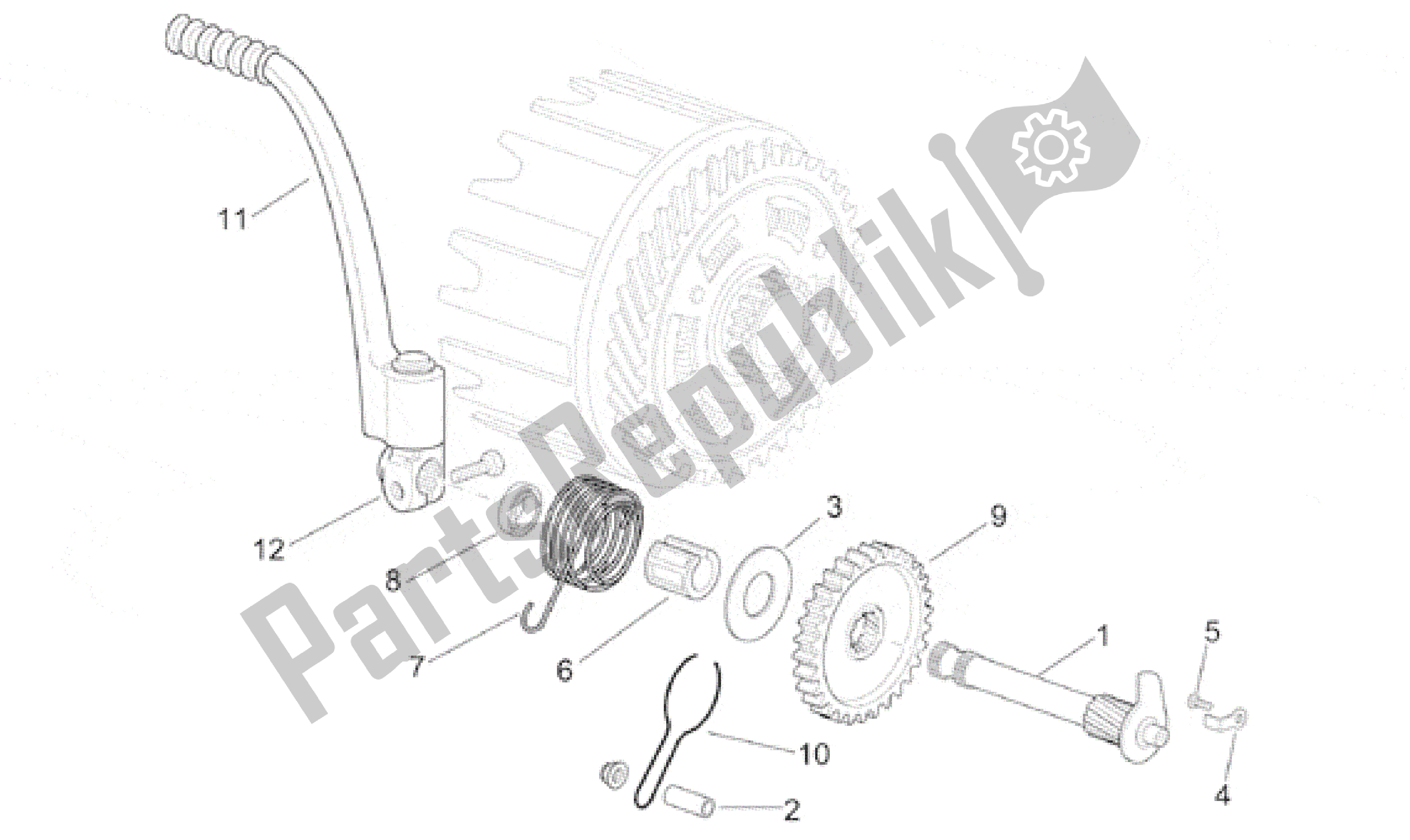 All parts for the Starter Assembly of the Aprilia RS 250 1995 - 1997