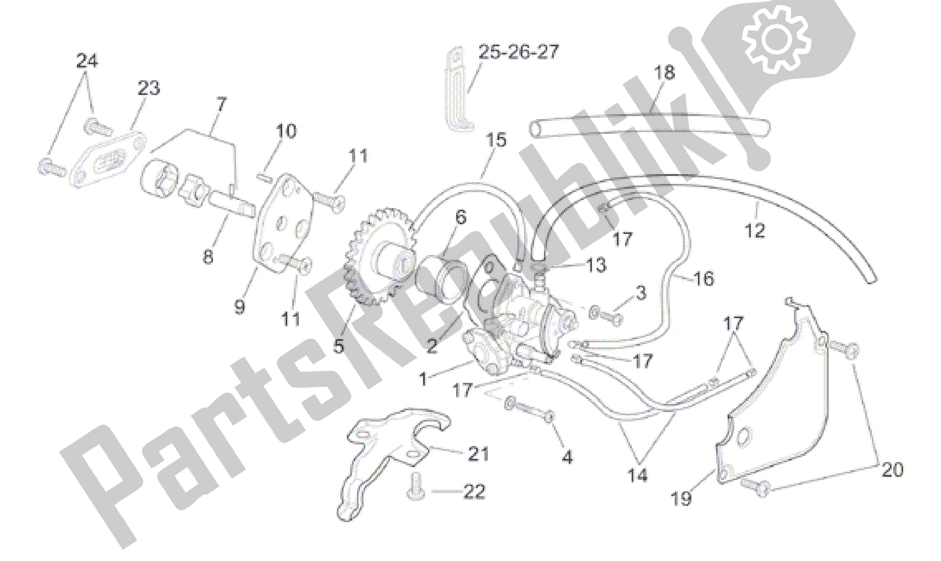 All parts for the Oil Pump of the Aprilia RS 250 1995 - 1997
