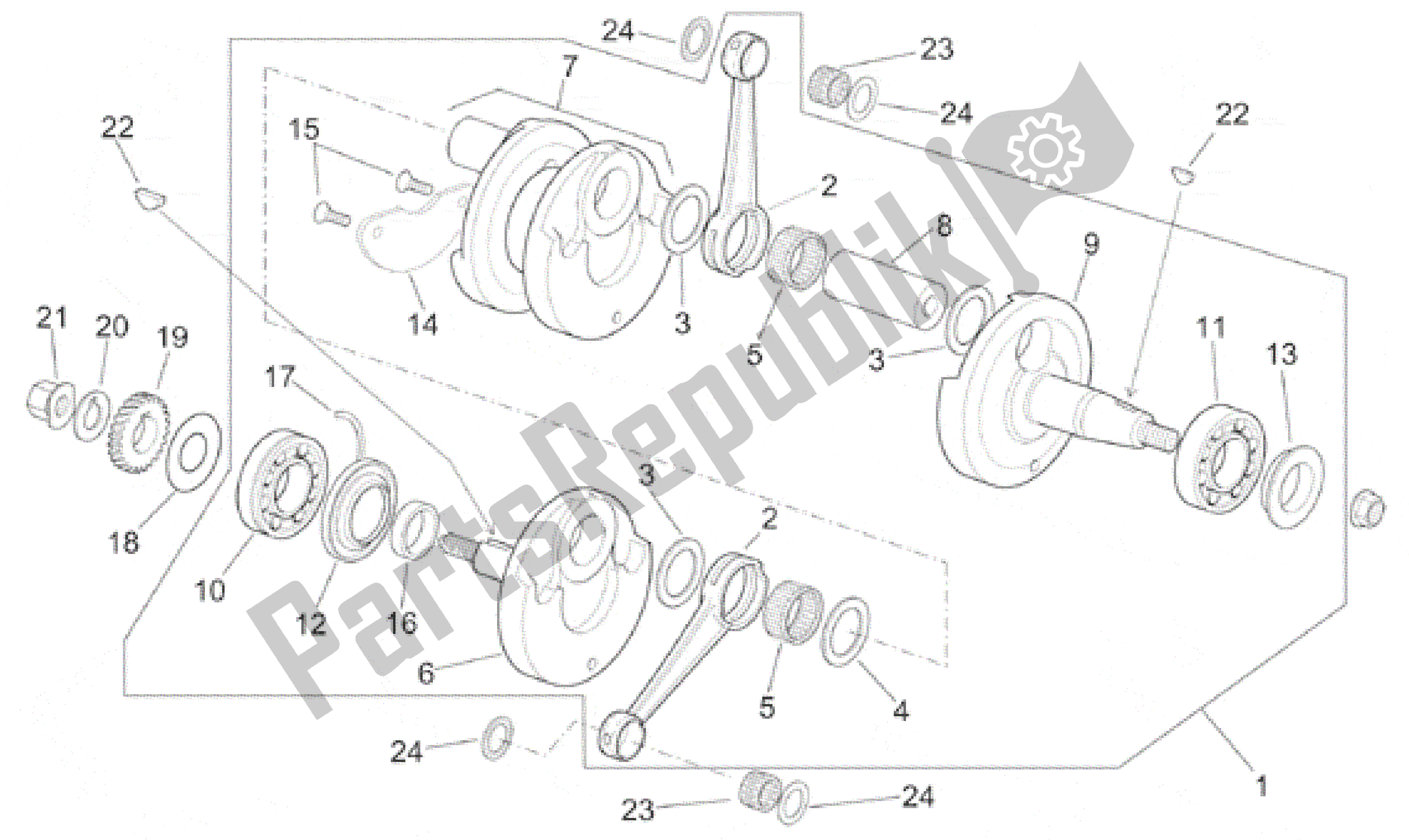 All parts for the Drive Shaft of the Aprilia RS 250 1995 - 1997