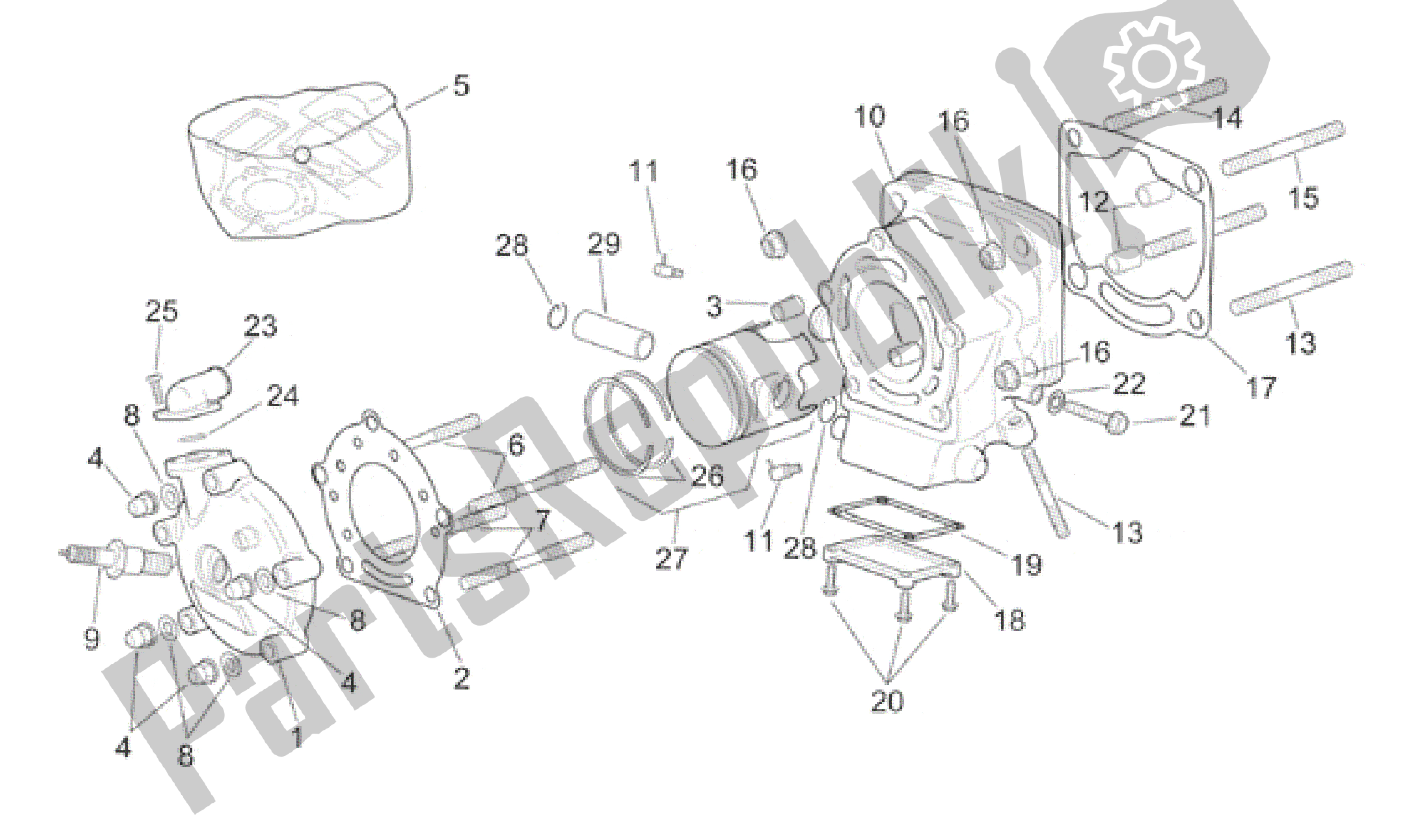 Todas las partes para Conjunto De Cilindro Horizontal de Aprilia RS 250 1995 - 1997