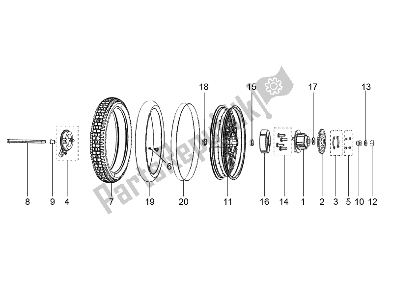 All parts for the Rear Wheel With Spokes of the Aprilia ETX 150 2014