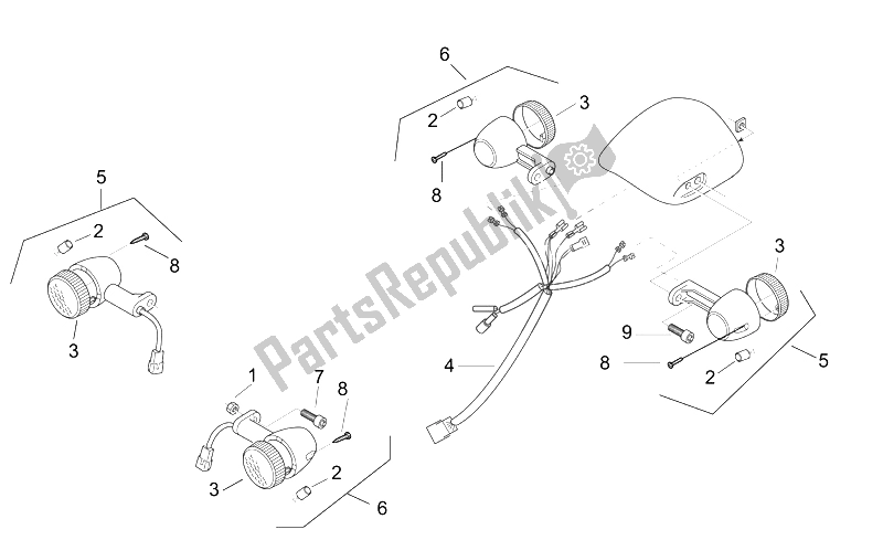 Todas as partes de Indicadores De Mudança do Aprilia Scarabeo 50 2T E2 ENG Piaggio 2005