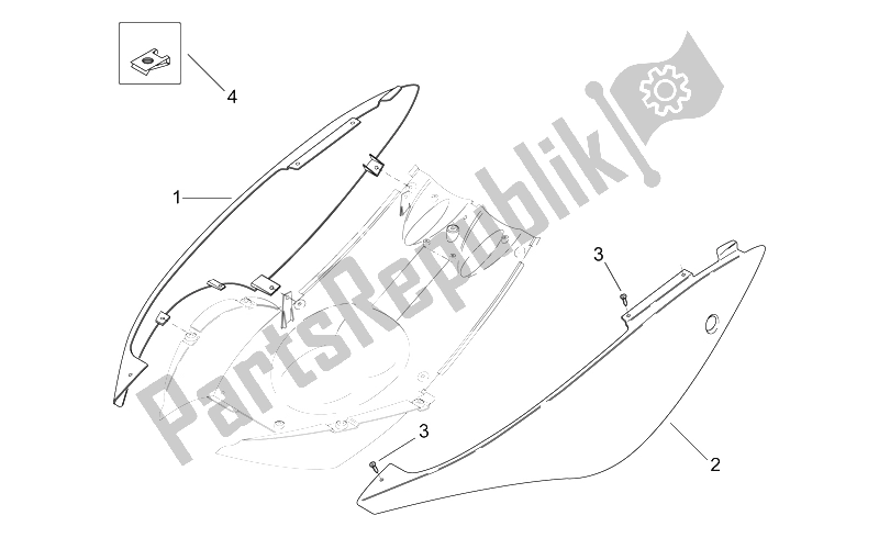 All parts for the Rear Body I of the Aprilia Area 51 1998