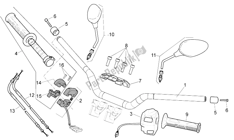 Todas as partes de Guiador - Controles do Aprilia Shiver 750 PA 2015