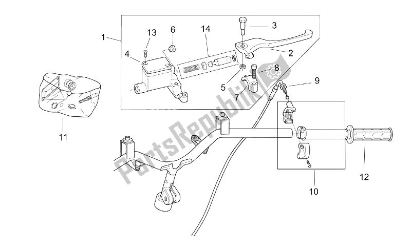 All parts for the Rh Controls of the Aprilia SR 50 H2O Ditech E2 2002