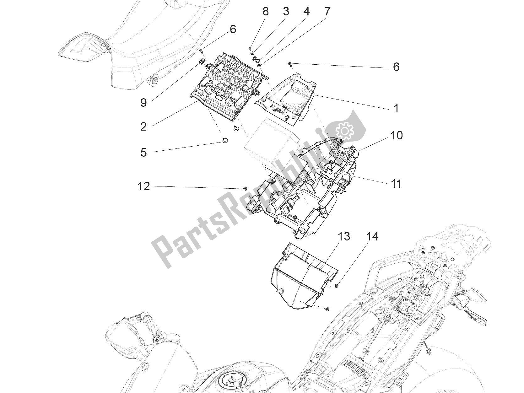Todas las partes para Compartimento De La Silla De Montar de Aprilia Caponord 1200 USA 2015