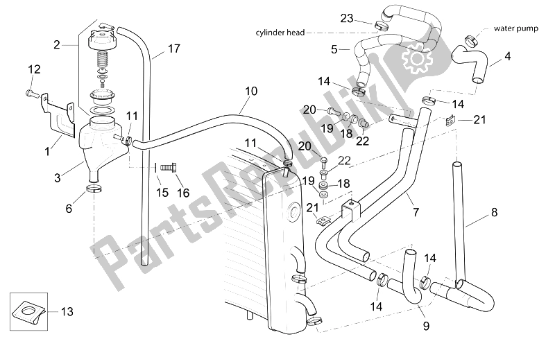 Tutte le parti per il Sistema Di Raffreddamento del Aprilia Scarabeo 125 200 E3 ENG Piaggio 2006