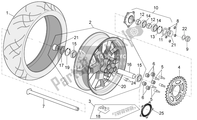 All parts for the Rear Wheel of the Aprilia RSV4 Aprc Factory STD SE 1000 2011