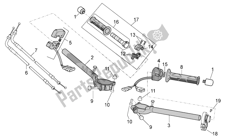 All parts for the Handlebar - Controls of the Aprilia RSV4 Aprc R 1000 2011