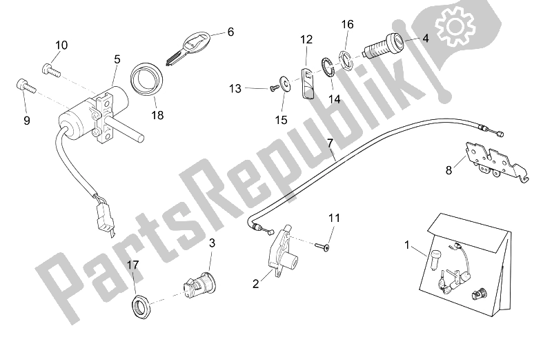 All parts for the Lock Hardware Kit of the Aprilia Atlantic 125 250 2006