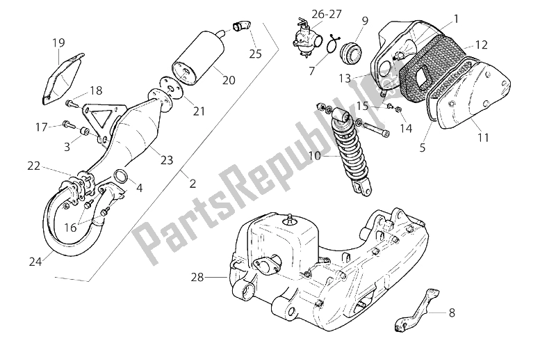 Alle Teile für das Auspuffanlage des Aprilia SR Viper 50 AIR Vertical Cylinder 1993