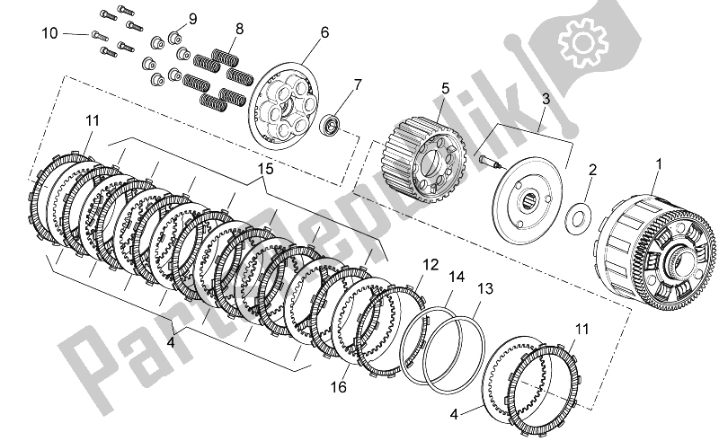 All parts for the Clutch Ii of the Aprilia Tuono 1000 V4 R Aprc ABS 2014