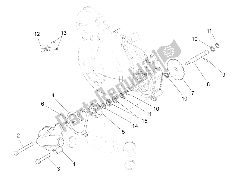 All parts for the Water Pump of the Aprilia RS4 50 2T 2011