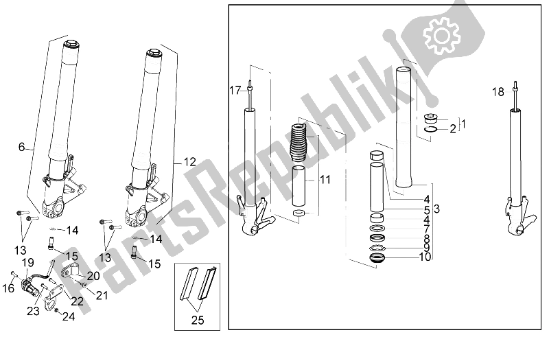 All parts for the Fron Fork Ii of the Aprilia NA 850 Mana 2007