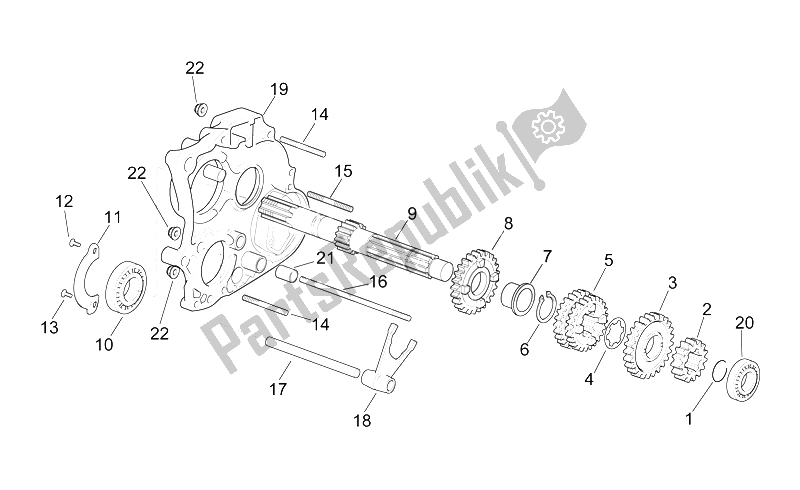 All parts for the Primary Gear Shaft of the Aprilia RS 250 1998