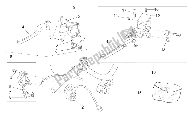 Alle onderdelen voor de Lh Controles van de Aprilia Scarabeo 50 2T ENG Minarelli 1999