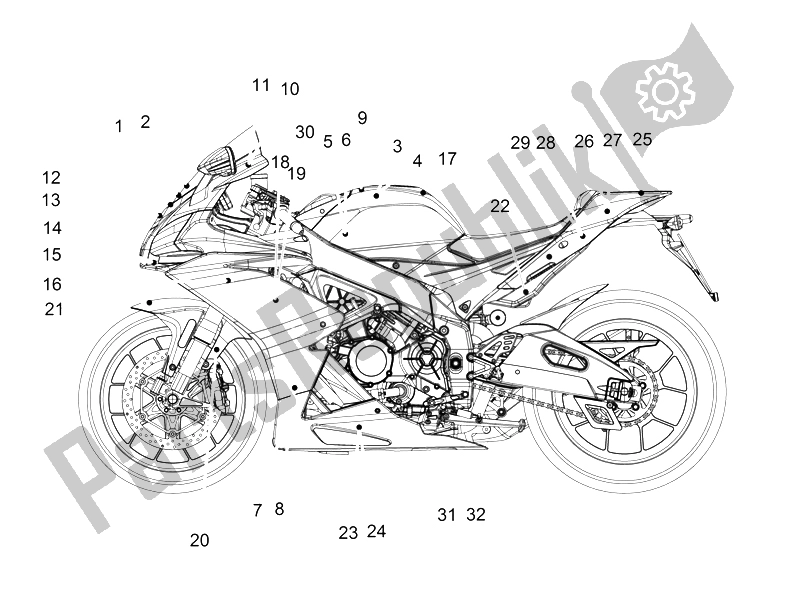 All parts for the Decal of the Aprilia RSV4 RR Europe 1000 2016