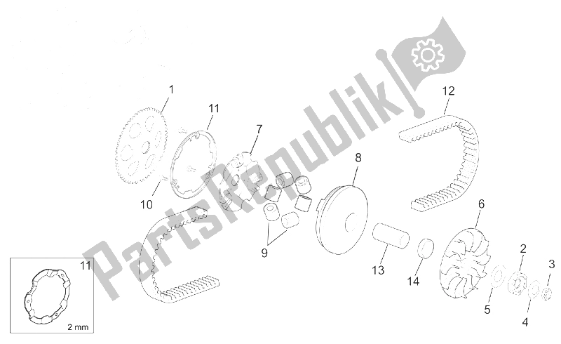 Toutes les pièces pour le Variateur du Aprilia Scarabeo 50 Ditech 2001