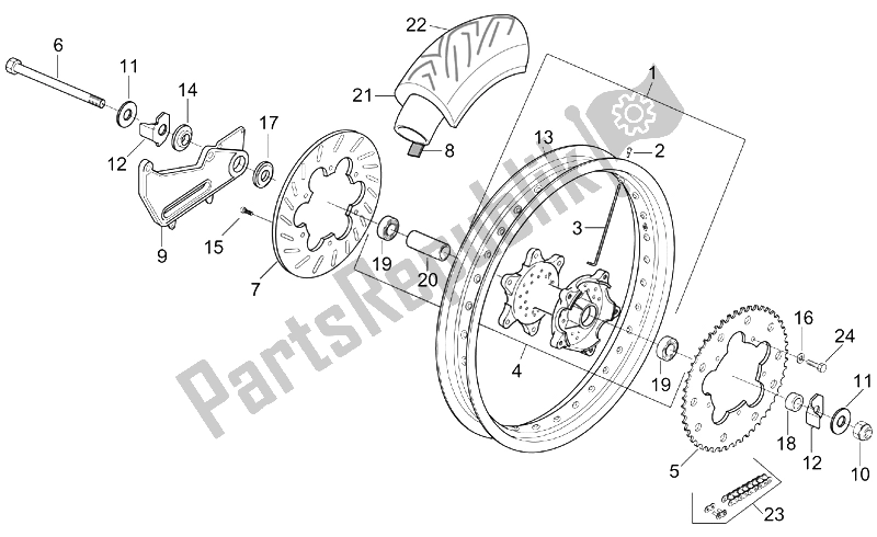 Alle onderdelen voor de Achterwiel van de Aprilia RX 50 2003