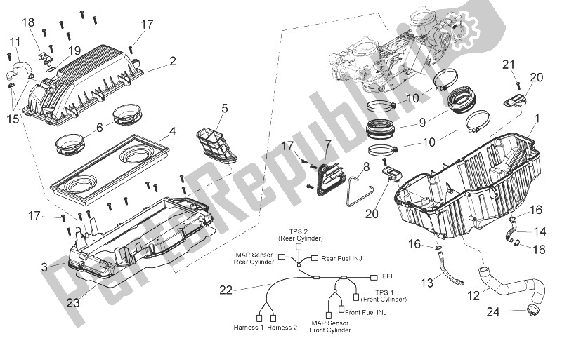 Alle Teile für das Luft Box des Aprilia Shiver 750 USA 2011