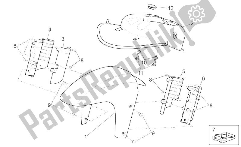 Tutte le parti per il Corpo Anteriore - Parafango Anteriore del Aprilia Sport City 125 200 E2 2004