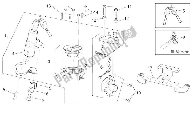 Toutes les pièces pour le Kit De Matériel De Verrouillage du Aprilia RSV Mille 1000 2003