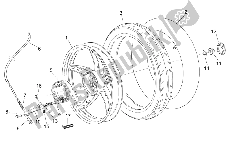 All parts for the Rear Wheel - Drum Brake of the Aprilia Scarabeo 50 2T ENG Minarelli 1998