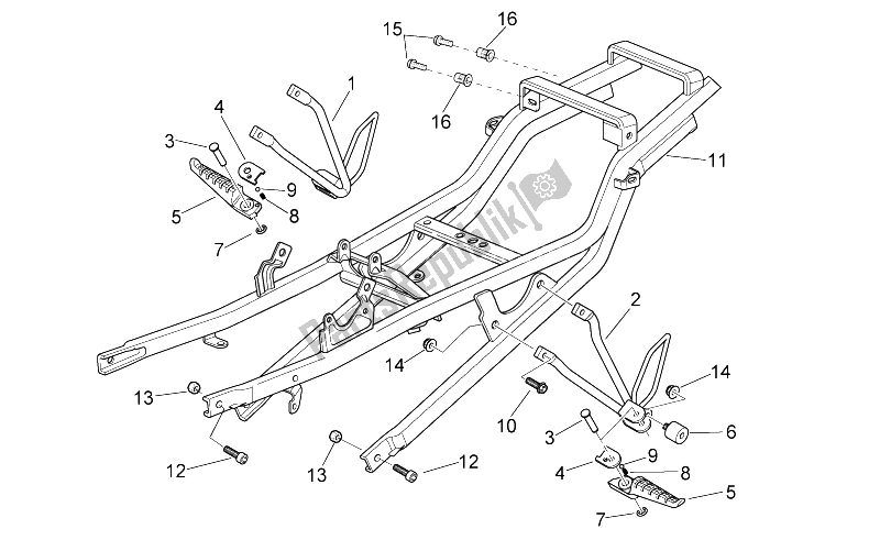 All parts for the Rear Footrests of the Aprilia RS 125 2006