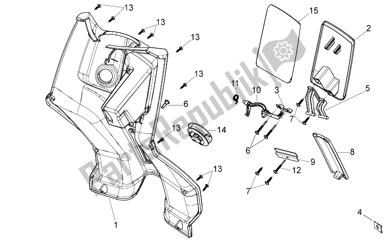 All parts for the Central Body I of the Aprilia Sport City ONE 125 4T E3 2008