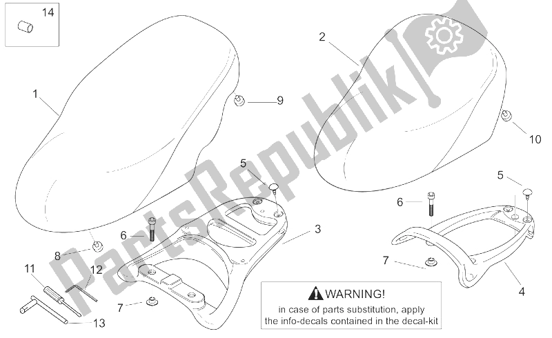 Toutes les pièces pour le Siège - Porteur du Aprilia Scarabeo 50 2T ENG Minarelli 2000