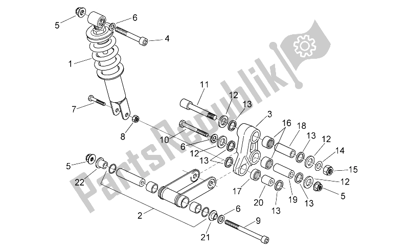All parts for the Rear Shock Absorber of the Aprilia RS 125 2006