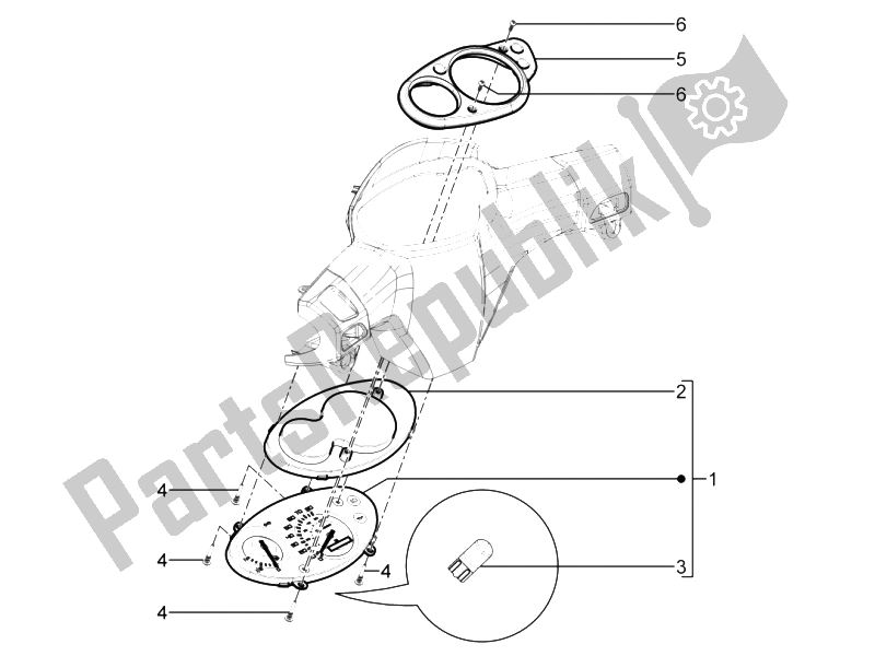 Alle Teile für das Messkombination-armaturenbrett des Aprilia SR Motard 50 2T E3 2012