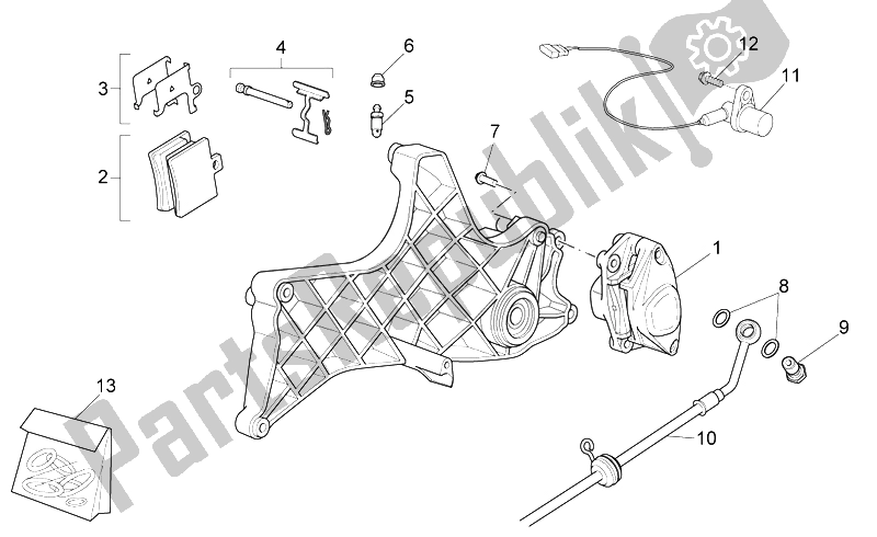 Todas as partes de Pinça Traseira do Aprilia Sport City Street 300 4T 4V E3 2012