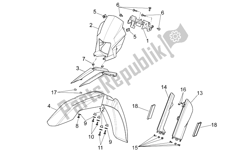 All parts for the Front Body I of the Aprilia RXV SXV 450 550 2008