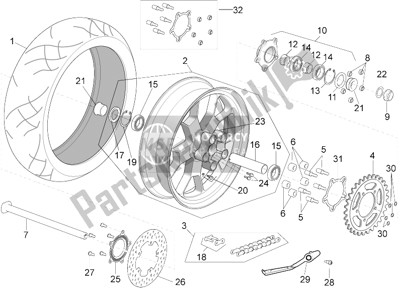 Tutte le parti per il Ruota Posteriore del Aprilia RSV4 Racing Factory L E 1000 2015